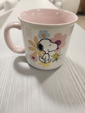 Snoopy Floral Ceramic Mug in Pink